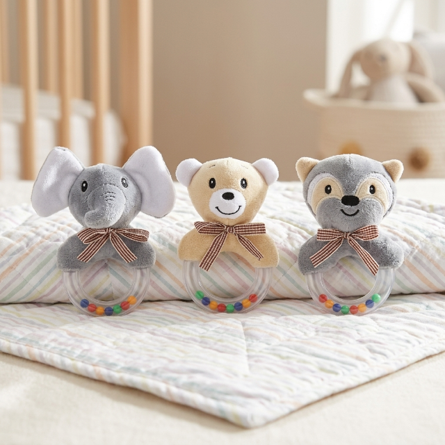 3er Set -Baby Rassel - Plüschtier-Greiflinge