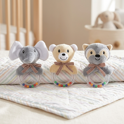3er Set -Baby Rassel - Plüschtier-Greiflinge