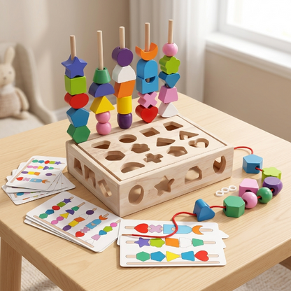 Montessori - Steckspiel mit Sortierbrett - Geometrie