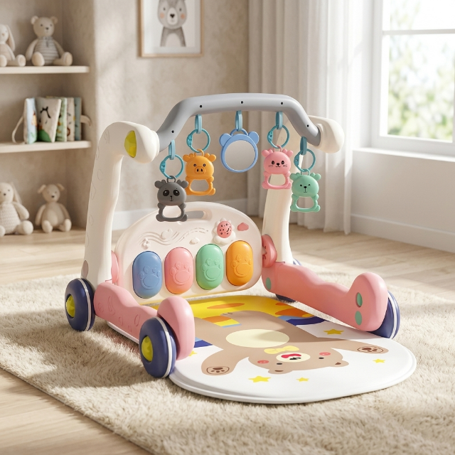 Baby Spielmatte mit Lauflernwagen - 5-in-1 Aktivitätscenter