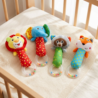 4er Set - Baby Rassel - Greiflinge mit Kugeln
