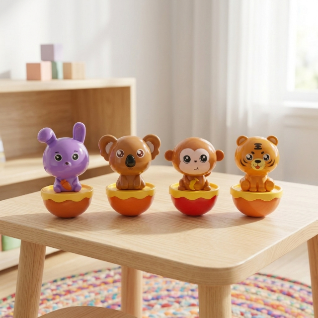 4er Set - Wackel-Affe Koala Tiger Hase